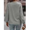 imageEVALESS Womens Long Sleeve Tops Dressy Casual Crewneck Waffle Lace Patchwork Knit T Shirts Trendy Loose BlousesD Grey