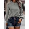 imageEVALESS Womens Long Sleeve Tops Dressy Casual Crewneck Waffle Lace Patchwork Knit T Shirts Trendy Loose BlousesD Grey