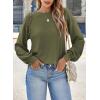 imageEVALESS Womens Long Sleeve Tops Dressy Casual Crewneck Waffle Lace Patchwork Knit T Shirts Trendy Loose BlousesD Jungle Green