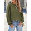 imageEVALESS Womens Long Sleeve Tops Dressy Casual Crewneck Waffle Lace Patchwork Knit T Shirts Trendy Loose BlousesD Jungle Green
