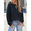 imageEVALESS Womens Long Sleeve Tops Dressy Casual Crewneck Waffle Lace Patchwork Knit T Shirts Trendy Loose BlousesD Real Teal