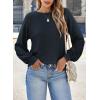 imageEVALESS Womens Long Sleeve Tops Dressy Casual Crewneck Waffle Lace Patchwork Knit T Shirts Trendy Loose BlousesD Real Teal