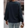 imageEVALESS Womens Long Sleeve Tops Dressy Casual Crewneck Waffle Lace Patchwork Knit T Shirts Trendy Loose BlousesD Real Teal
