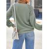 imageEVALESS Womens Long Sleeve Tops Dressy Casual Crewneck Waffle Lace Patchwork Knit T Shirts Trendy Loose BlousesSmoke Green