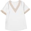 imageEVALESS Womens Short Sleeve Sexy Summer Tops Lace Trim V Neck Blouses for Women Fashion Tops Dressy Casual Shirts1b White