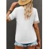 imageEVALESS Womens Short Sleeve Sexy Summer Tops Lace Trim V Neck Blouses for Women Fashion Tops Dressy Casual Shirts1b White