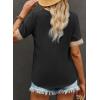 imageEVALESS Womens Short Sleeve Sexy Summer Tops Lace Trim V Neck Blouses for Women Fashion Tops Dressy Casual Shirts2b Black