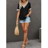 imageEVALESS Womens Short Sleeve Sexy Summer Tops Lace Trim V Neck Blouses for Women Fashion Tops Dressy Casual Shirts2b Black