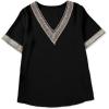 imageEVALESS Womens Short Sleeve Sexy Summer Tops Lace Trim V Neck Blouses for Women Fashion Tops Dressy Casual Shirts2b Black