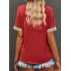 imageEVALESS Womens Short Sleeve Sexy Summer Tops Lace Trim V Neck Blouses for Women Fashion Tops Dressy Casual Shirts3b Red