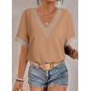 imageEVALESS Womens Short Sleeve Sexy Summer Tops Lace Trim V Neck Blouses for Women Fashion Tops Dressy Casual ShirtsB Apricot