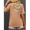 imageEVALESS Womens Short Sleeve Sexy Summer Tops Lace Trim V Neck Blouses for Women Fashion Tops Dressy Casual ShirtsB Apricot