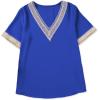 imageEVALESS Womens Short Sleeve Sexy Summer Tops Lace Trim V Neck Blouses for Women Fashion Tops Dressy Casual ShirtsB Blue