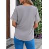 imageEVALESS Womens Short Sleeve Sexy Summer Tops Lace Trim V Neck Blouses for Women Fashion Tops Dressy Casual ShirtsB Gray