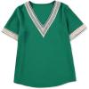 imageEVALESS Womens Short Sleeve Sexy Summer Tops Lace Trim V Neck Blouses for Women Fashion Tops Dressy Casual ShirtsB Green