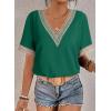 imageEVALESS Womens Short Sleeve Sexy Summer Tops Lace Trim V Neck Blouses for Women Fashion Tops Dressy Casual ShirtsB Green