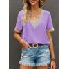 imageEVALESS Womens Short Sleeve Sexy Summer Tops Lace Trim V Neck Blouses for Women Fashion Tops Dressy Casual ShirtsB Purple