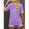 imageEVALESS Womens Short Sleeve Sexy Summer Tops Lace Trim V Neck Blouses for Women Fashion Tops Dressy Casual ShirtsB Purple