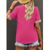 imageEVALESS Womens Short Sleeve Sexy Summer Tops Lace Trim V Neck Blouses for Women Fashion Tops Dressy Casual ShirtsB Rose