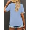 imageEVALESS Womens Short Sleeve Sexy Summer Tops Lace Trim V Neck Blouses for Women Fashion Tops Dressy Casual ShirtsB Sky Blue