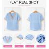 imageEVALESS Womens Short Sleeve Sexy Summer Tops Lace Trim V Neck Blouses for Women Fashion Tops Dressy Casual ShirtsB Sky Blue