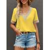 imageEVALESS Womens Short Sleeve Sexy Summer Tops Lace Trim V Neck Blouses for Women Fashion Tops Dressy Casual ShirtsB Yellow