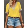 imageEVALESS Womens Short Sleeve Sexy Summer Tops Lace Trim V Neck Blouses for Women Fashion Tops Dressy Casual ShirtsB Yellow