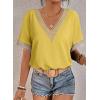 imageEVALESS Womens Short Sleeve Sexy Summer Tops Lace Trim V Neck Blouses for Women Fashion Tops Dressy Casual ShirtsB Yellow