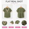 imageEVALESS Womens Short Sleeve Sexy Summer Tops Lace Trim V Neck Blouses for Women Fashion Tops Dressy Casual ShirtsB2 Green