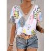 imageEVALESS Womens Short Sleeve Sexy Summer Tops Lace Trim V Neck Blouses for Women Fashion Tops Dressy Casual ShirtsB2 Multicolor
