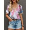 imageEVALESS Womens Short Sleeve Sexy Summer Tops Lace Trim V Neck Blouses for Women Fashion Tops Dressy Casual ShirtsB2 Multicolor