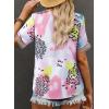 imageEVALESS Womens Short Sleeve Sexy Summer Tops Lace Trim V Neck Blouses for Women Fashion Tops Dressy Casual ShirtsB2 Multicolor