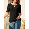 imageEVALESS Womens Tops Dressy Casual Cute Hollow Embroidered Blouses Short Sleeve Shirts Summer Outfits Trendy 2025Black