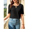 imageEVALESS Womens Tops Dressy Casual Cute Hollow Embroidered Blouses Short Sleeve Shirts Summer Outfits Trendy 2025Black