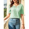 imageEVALESS Womens Tops Dressy Casual Cute Hollow Embroidered Blouses Short Sleeve Shirts Summer Outfits Trendy 2025Celadon Green