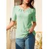 imageEVALESS Womens Tops Dressy Casual Cute Hollow Embroidered Blouses Short Sleeve Shirts Summer Outfits Trendy 2025Celadon Green