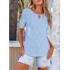 imageEVALESS Womens Tops Dressy Casual Cute Hollow Embroidered Blouses Short Sleeve Shirts Summer Outfits Trendy 2025Sky Blue