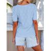 imageEVALESS Womens Tops Dressy Casual Cute Hollow Embroidered Blouses Short Sleeve Shirts Summer Outfits Trendy 2025Sky Blue