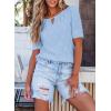 imageEVALESS Womens Tops Dressy Casual Cute Hollow Embroidered Blouses Short Sleeve Shirts Summer Outfits Trendy 2025Sky Blue