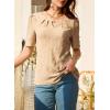 imageEVALESS Womens Tops Dressy Casual Cute Hollow Embroidered Blouses Short Sleeve Shirts Summer Outfits Trendy 2025Smoke Gray