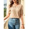imageEVALESS Womens Tops Dressy Casual Cute Hollow Embroidered Blouses Short Sleeve Shirts Summer Outfits Trendy 2025Smoke Gray