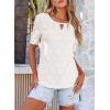 imageEVALESS Womens Tops Dressy Casual Cute Hollow Embroidered Blouses Short Sleeve Shirts Summer Outfits Trendy 2025White