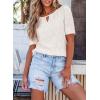 imageEVALESS Womens Tops Dressy Casual Cute Hollow Embroidered Blouses Short Sleeve Shirts Summer Outfits Trendy 2025White