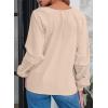 imageEVALESS Womens Tops Dressy Casual V Neck Long Sleeve Hollow Out Embroidered Blouses Shirts Spring Summer Outfits 2025Apricot