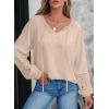 imageEVALESS Womens Tops Dressy Casual V Neck Long Sleeve Hollow Out Embroidered Blouses Shirts Spring Summer Outfits 2025Apricot