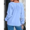 imageEVALESS Womens Tops Dressy Casual V Neck Long Sleeve Hollow Out Embroidered Blouses Shirts Spring Summer Outfits 2025Beau Blue