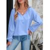 imageEVALESS Womens Tops Dressy Casual V Neck Long Sleeve Hollow Out Embroidered Blouses Shirts Spring Summer Outfits 2025Beau Blue