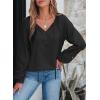 imageEVALESS Womens Tops Dressy Casual V Neck Long Sleeve Hollow Out Embroidered Blouses Shirts Spring Summer Outfits 2025Black