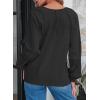 imageEVALESS Womens Tops Dressy Casual V Neck Long Sleeve Hollow Out Embroidered Blouses Shirts Spring Summer Outfits 2025Black