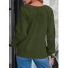 imageEVALESS Womens Tops Dressy Casual V Neck Long Sleeve Hollow Out Embroidered Blouses Shirts Spring Summer Outfits 2025Blackish Green